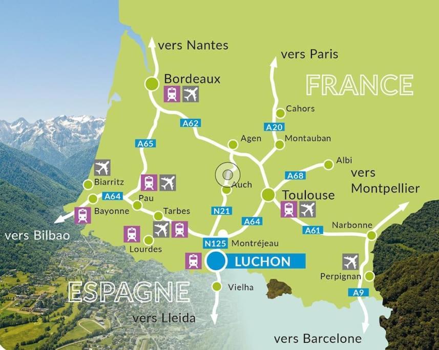 Chez Louise, Appartement T3 A Deux Pas Du Centre Bagnères-de-Luchon Kültér fotó